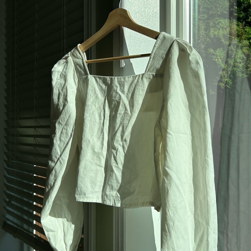 NEW oak and fort linen long sleeve blouse